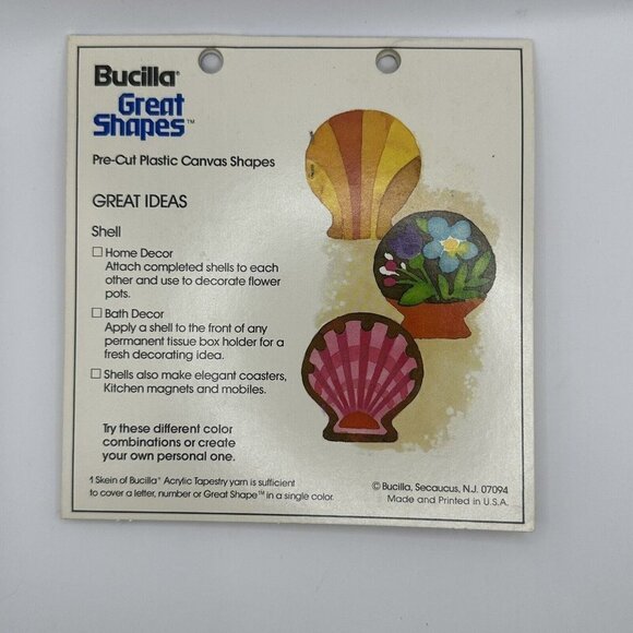 Vintages Bucilla Great Shapes 1982 Pre-Cut Plastic Canvas Shapes Shell No 5627 - Picture 7 of 7